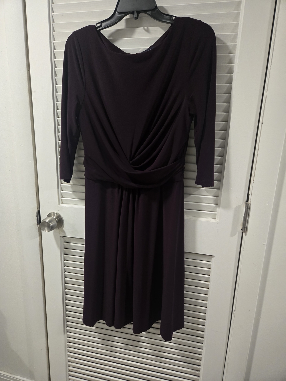 Tommy Hilfiger 3/4 Sleeve Draped Waist Dress - Plum